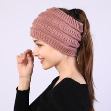 Load image into Gallery viewer, Large Opening Winter Knitted Ponytail Beanie
