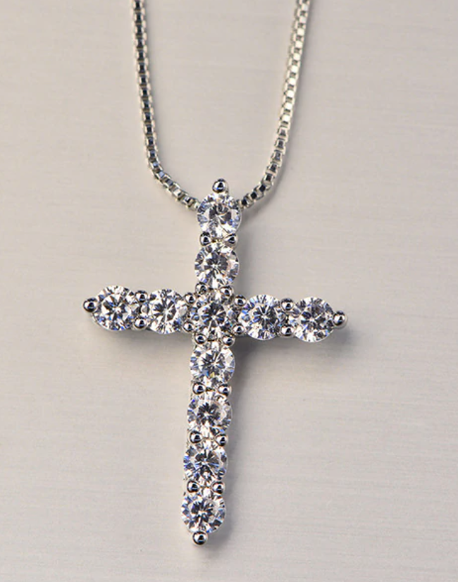 CZ Crystal Cross Pendant & Necklace