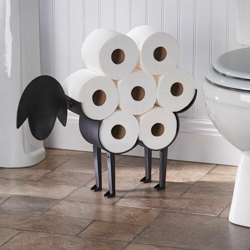 Decorative Black Iron Sheep Toilet Paper Holder