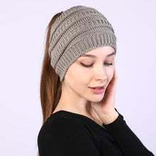 Load image into Gallery viewer, Large Opening Winter Knitted Ponytail Beanie
