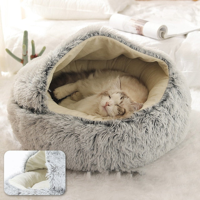 Round Plush Cat Bed